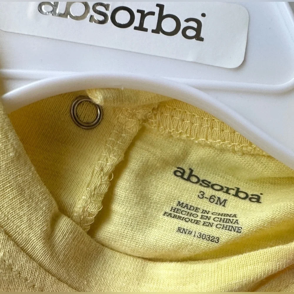 NWT Absorba Baby Boy Two Piece Yellow Blue Whale T-Shirt Striped Pant Set 3-6M